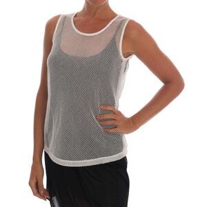 Dolce & Gabbana Mesh Sleeveless Top Round Neck Women White Tops & T-Shirts